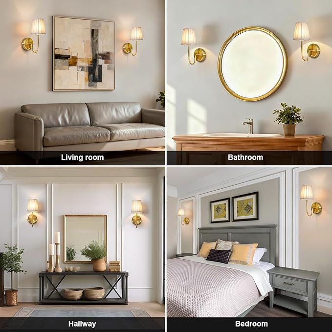 Battery Operated Motion Sensor Wall Sconce, Rechargeable Wireless Gold Wall Lamp with 5200mAh Battery, Dimmable Wall Sconce Light with Switch and Remote for Living Room, Bedroom, Hallway