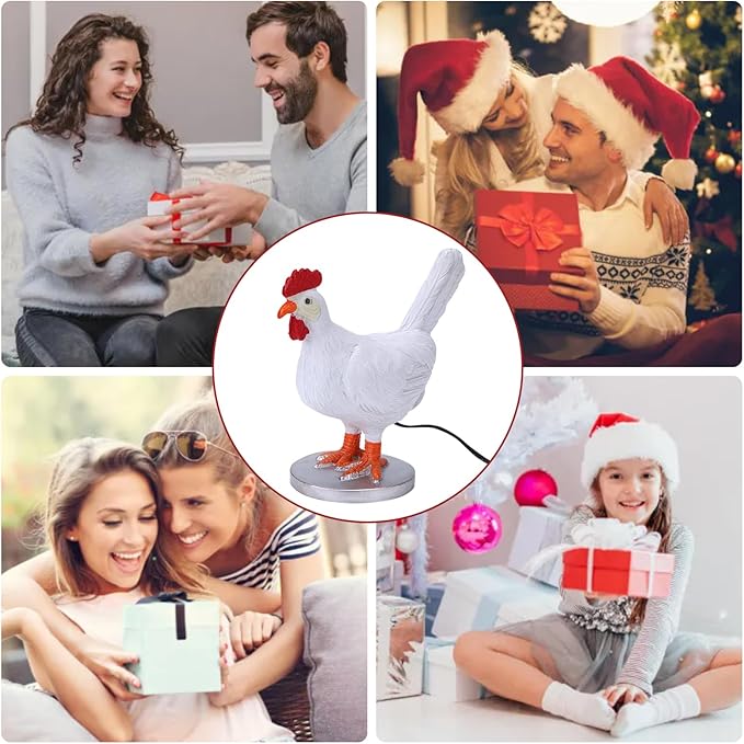 Chicken Egg LED Night Light, Lifelike Resin Chicken Table Lamp with USB, Warm Light Easter Christmas Birthday Gift