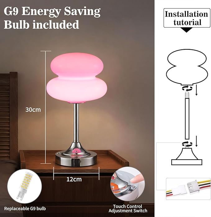 Cordless Mushroom Lamp Table Lamp for Bedroom, Battery Operate Mini Modern Mid Century Lamps,Unique Aesthetic Home Living Room Decor