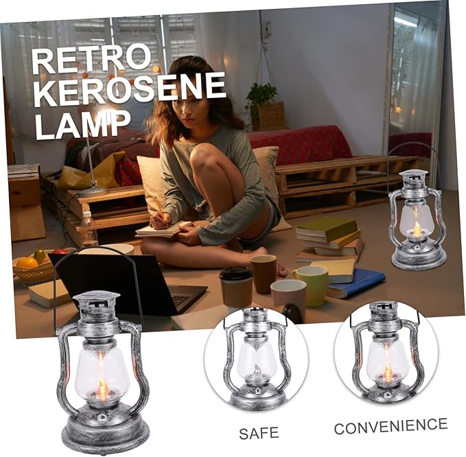 Decorative Night Lamp Retro Handheld Lantern Rechargeable Vintage Light for House Decor