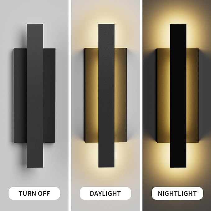 LamQee 23 inch Aluminum Long Outdoor Wall Lights, 3000K 1200LM 24W LED Modern Exterior Lighting Fixtures, IP65 Waterproof Matte Black Linear Outside Sconce Wall Mount for House Porch Patio Garage Door