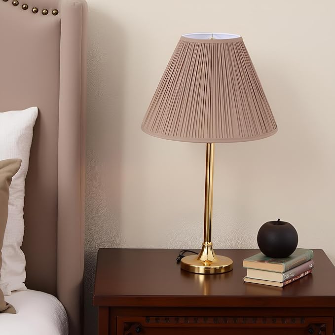 Aspen Creative 33171, Mushroom Pleated Traditional Sienna Brown Spider Lamp Shade, 6-1/2" Top x 15" Bottom x 11" Slant