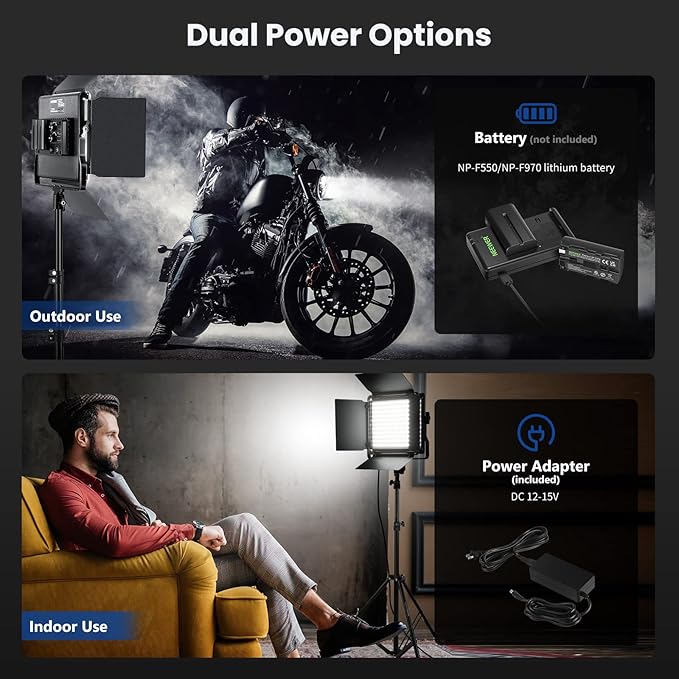 NEEWER 2 Pack Bi Color 660 LED Video Light and Stand Kit: (2) 3200-5600K CRI 96+ Dimmable Light with U Bracket and Barndoor, (2) 75 inches Light Stand for Studio Photography, Video Recording (Black)