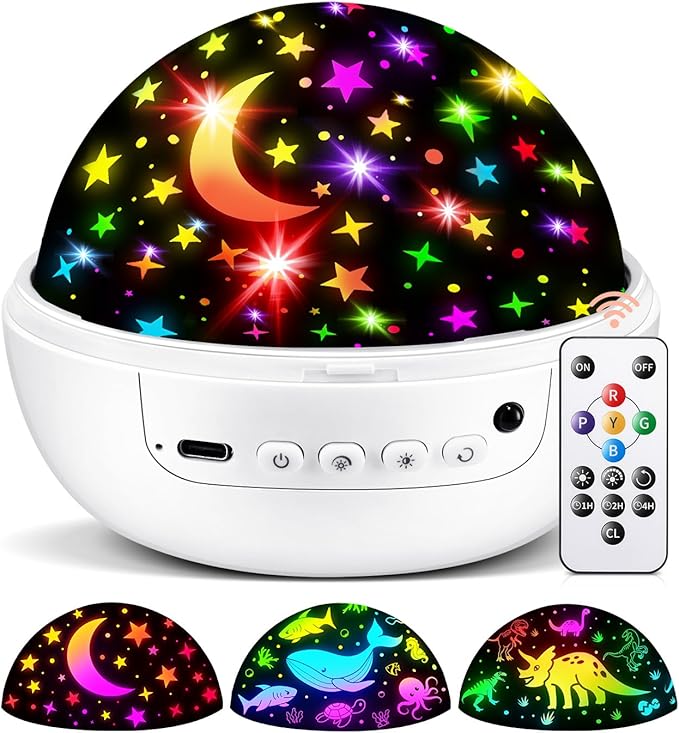 COOLNIGHT Star Projector for Kids, 93 Lighting+3 Films Star Lights for Room, Remote+Dimmable+360° Slient Light Projector for Bedroom, Fun Gifts for 1-4-6-14 Year Old Girl, Cool Toy for Boy (White)