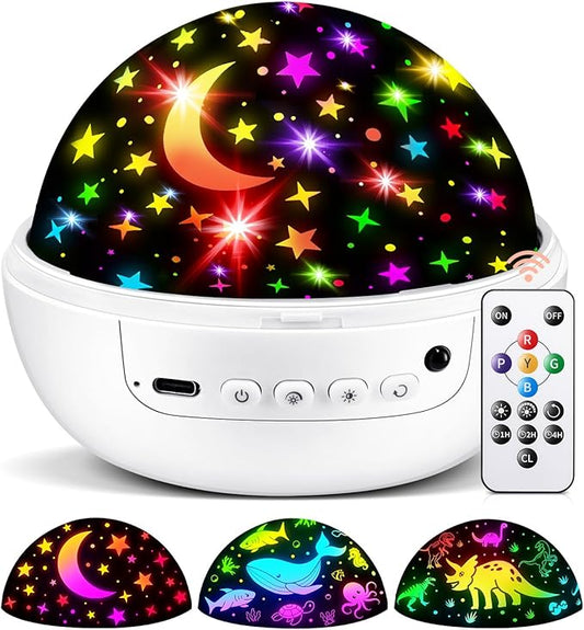 COOLNIGHT Star Projector for Kids, 93 Lighting+3 Films Star Lights for Room, Remote+Dimmable+360° Slient Light Projector for Bedroom, Fun Gifts for 1-4-6-14 Year Old Girl, Cool Toy for Boy (White)