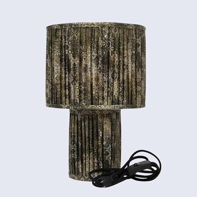 Handicrafts Home Handcrafted Cotton Table Lamp, 15x10” Modern Farmhouse Accent Table Lamp, Decorative Dome Bedside Nightstand Lamp for Bedroom Living Room, Small Sculptural Desk Light- Brown