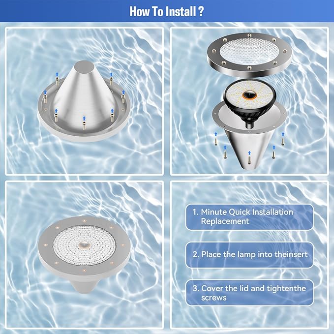 2025 Upgraded Pool Light Bulb, 120V 90W Color LED Pool Lights for Inground Pools, RGB Color-Changing & Remote Control, Enhanced Signal Coverage, E26/E27 Replacement for Pentair & Hayward, Matte Black