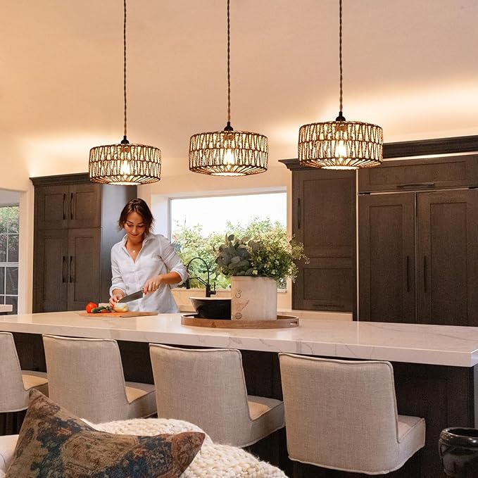 Industrial 15ft Pendant Light Cord -Plug in Hanging Light Fixture, 15FT Farmhouse Pendant Lamp Lights with Switch Cord for Kitchen Island Bedroom Living Room