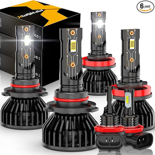 Compatible for 2007 2008 2009 2010 2011 2012 2013 2014 Toyota Camry Light Bulbs High Low Beam Fog Lights, 6000K Bright White, Plug n Play, Powersports Bulbs, 6-Pack