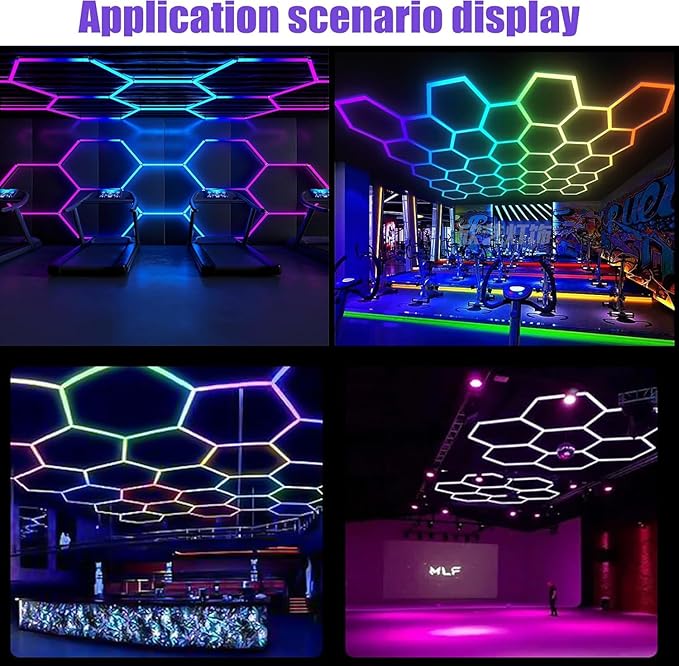 25Pack RGB Hexagon led Garage Lights,5 Hexagon Light with Multi Color,Dimmable&Speed Adjustable RGB Hex Wall Lights,DIY Design for Remote Control & Smart App Control Music Modes