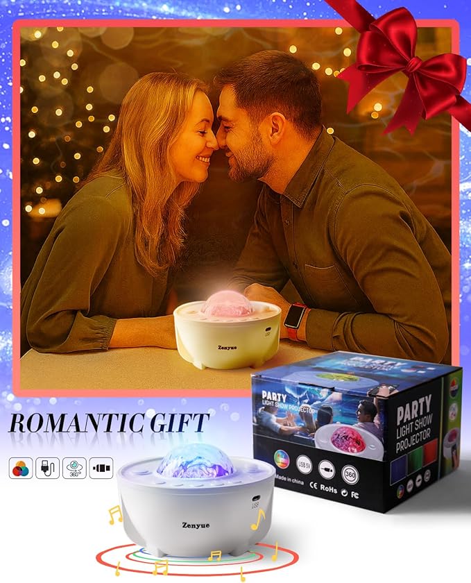 Galaxy Projector Star Projector with Bluetooth Speaker, 360° Rotating Starry Night Light for Bedroom, LED Nebula Cloud for Kids Adults, Mood Lighting for Home Theater, Party, Relaxation(ZY-01)
