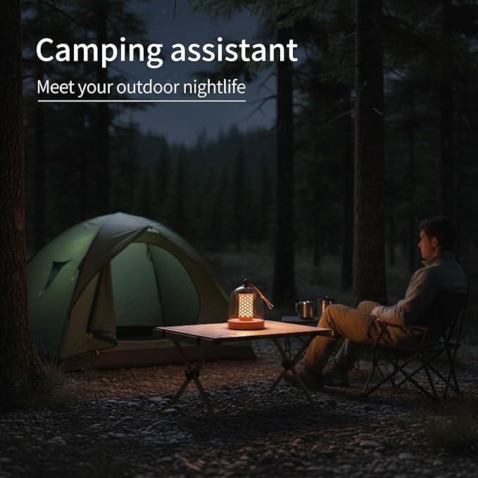 Camping Lantern, IPX4 Waterproof Touch Control LED Night Light, USB Rechargeable & Long Lasting Battery, Portable Hanging Tent Lamp for Outdoor Camping Hiking Backpacking,Orange