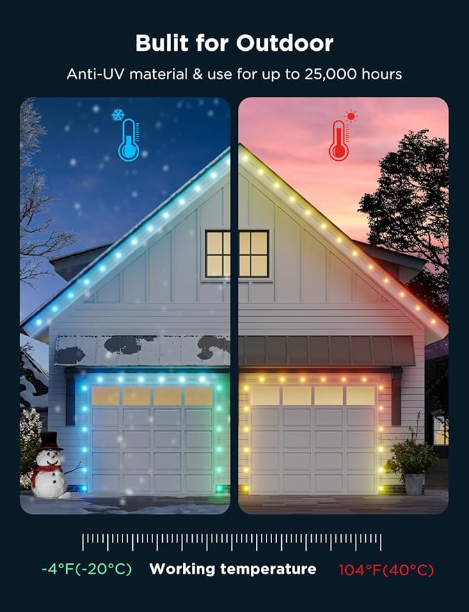 Govee Outdoor LED Strip Lights, 45 RGBIC LED Lights 100FT String Lights with 65 Scene Modes, Halloween Decoration Work with Alexa, Google, APP Control, IP65 Waterproof