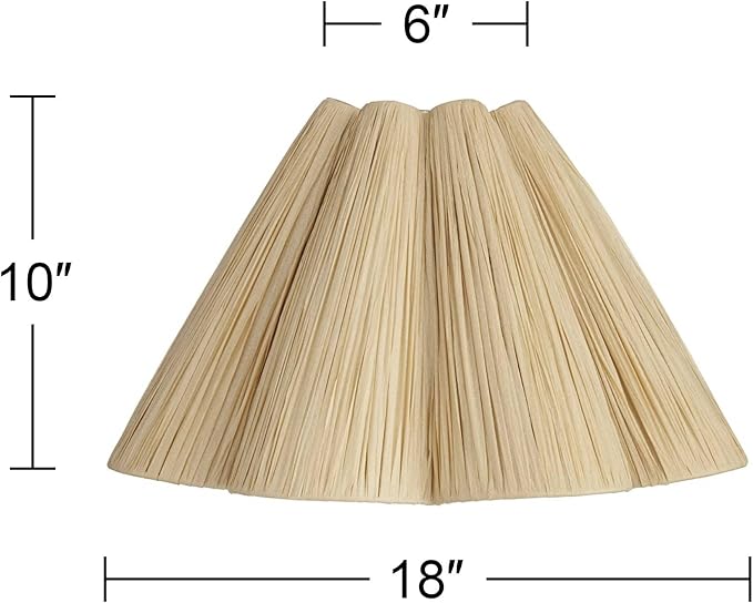 6" Top x 18" Bottom x 10" High x 10" Slant Lamp Shade Replacement Large Tan Wave Empire Farmhouse Tropical Modern Lafite Paper Textured Spider Harp Finial - Springcrest