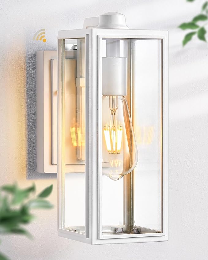 VIANIS White Outdoor Lighting Fixtures, Dusk to Dawn Outdoor Lighting, Exterior Light Fixture Wall Mount for House, Anti-Rust Aluminium Porch Lights Outdoor for Patio, Entryway