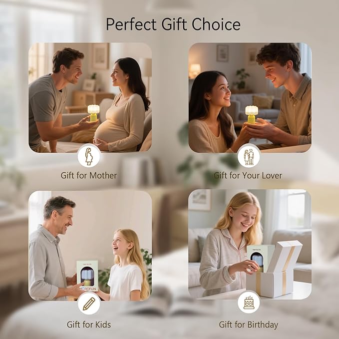 Vivilumens Kids Night Light for Bedroom Dimmable Touch Control 30 Min Auto Off Novelty Flower Brightness Levels Rechargeable Night Lamp Nursery Eye Caring Bedside Lamp Christmas Gifts for Birthday