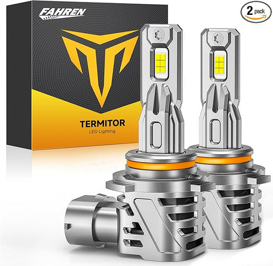FAHREN 𝐁𝐫𝐢𝐠𝐡𝐭𝐞𝐬𝐭-𝐆𝐞𝐧 9012/HIR2 LED Bulb, 𝟕𝟎,𝟎𝟎𝟎𝐋𝐌 𝟏𝟐𝟎𝟎% Ultra-Bright, 1:1 Mini Size Quick Install Fog Light Bulbs with Cooling Fan, Plug and Play, Pack of 2