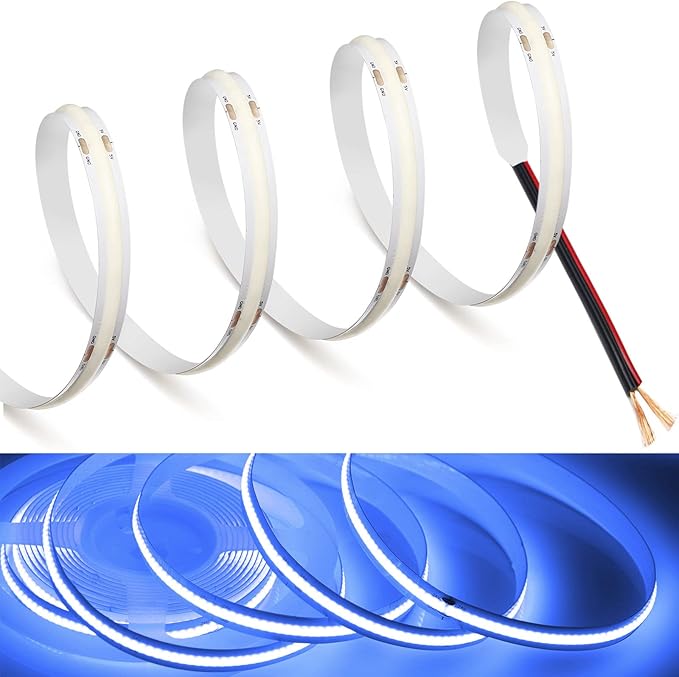 MDee】COB LED Strip Lights Blue 13.12ft/4m 5V Flexible LED Tape Lights CRI 90+ 800LM/m 320LEDs/m for Indoor and Outdoor Décor（Blue13.12ft/4m）