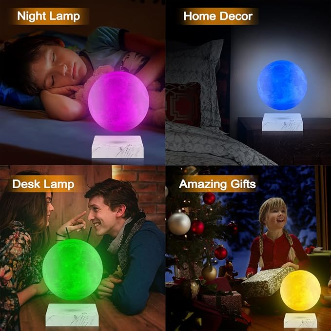VGAzer Levitating Floating Moon Lamp With 16 Colors,Spinning Night Light,Galaxy Moon Light for home offcice Decro, Gift Light for Kids Lover Friends