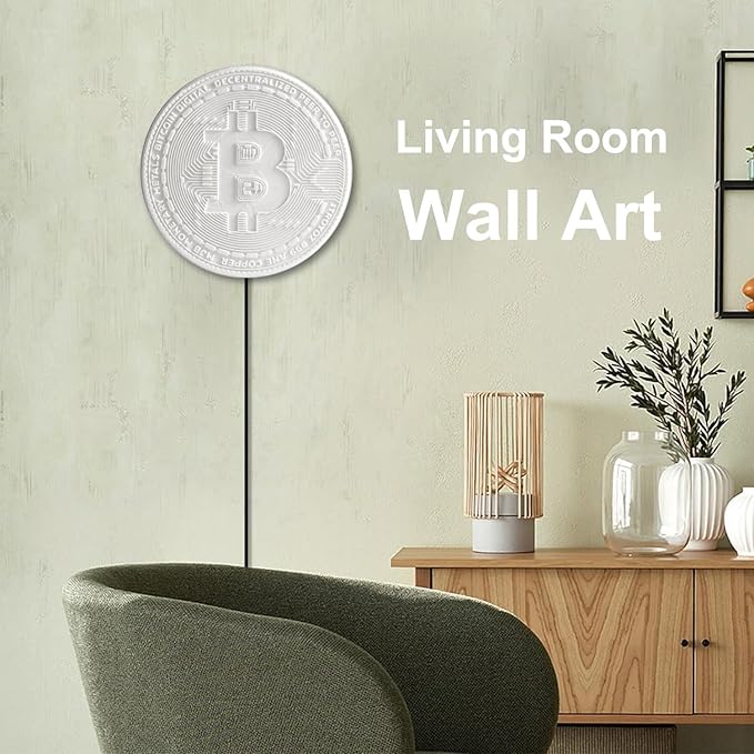 3D Moon Lamp – 3D Printed PLA Floating Moon, APP & Manual Control, RGB Music-Sync, Desktop & Wall-Mountable Night Light for Home, Kids, Party (Bitcoin 8.6lnches)