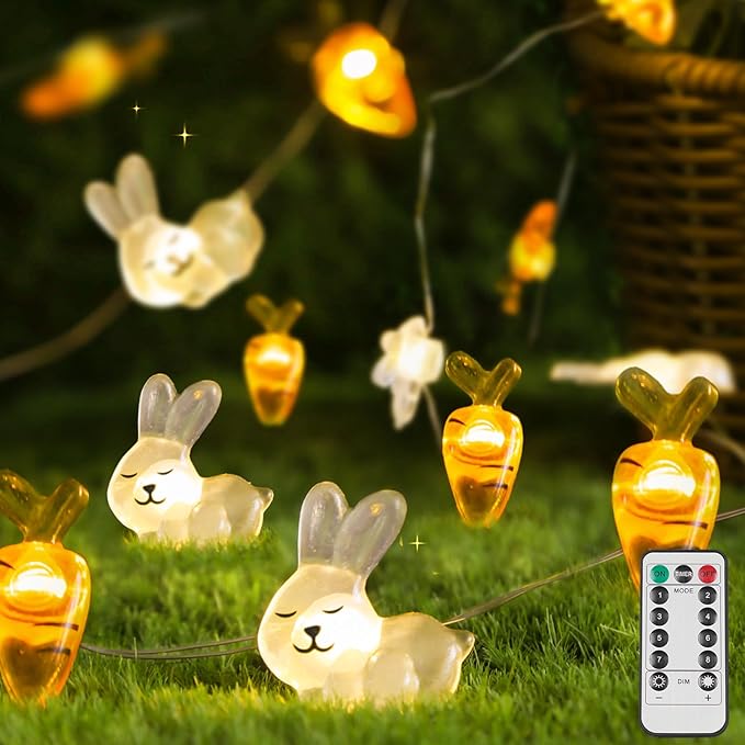 suddus Easter Lights Outdoor, Easter String Lights Battery Operated 12.8ft 40 LED Easter Decorations Indoor