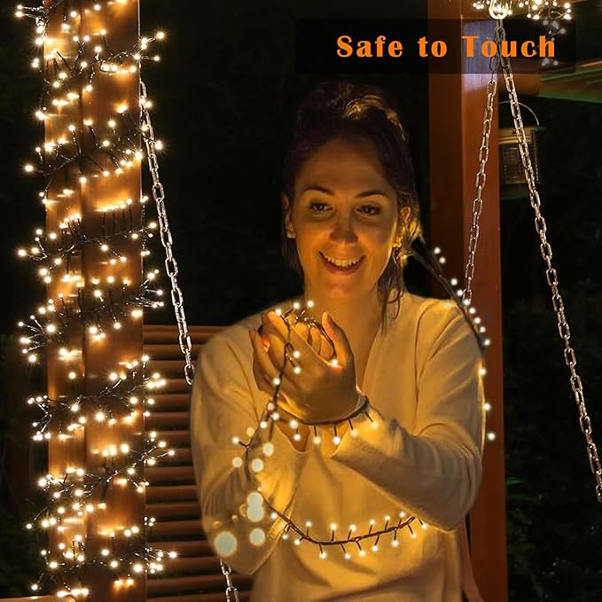 Solar Firecracker String Lights Outdoor Waterproof 120 LED Dense Spacing 8 Modes for Garden Christmas Party Patio Wedding Holiday Decor