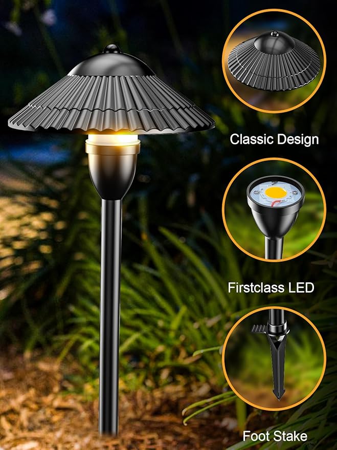 ZUCKEO Low Voltage Landscape Lights 5W Aluminum Pathway Lights,12V-24V Outdoor Landscape Lighting, 3000K Wired Path Light for Yard Garden Walkway, IP66 Waterproof, 12Pack with Connector