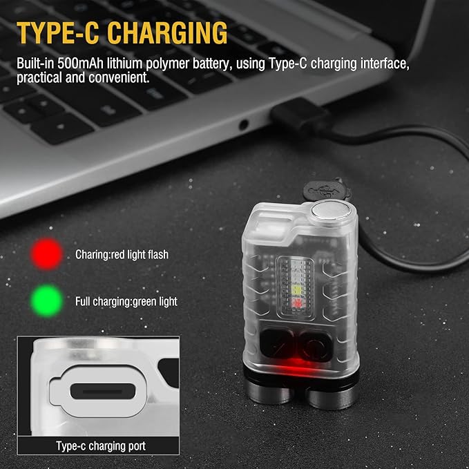 BORUIT V3 Mini Powerful Keychain Flashlights with Red UV Blue Light,High Lumens 900LM USB-C Rechargeable Small Pocket EDC LED Flash Light-12 Modes,IP65 Waterproof,Tail Magnet