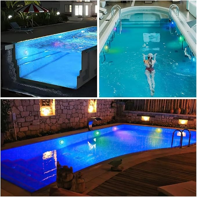 USB Rechargeable Pool Light Waterproof LED RGB RF Remote Control Diving Light Swimming Pool Underwater Decorative Lamp(2 PCS)