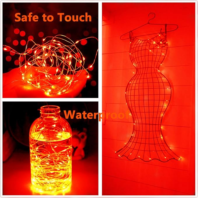 Valentines Day Decoration Red Fairy Lights Battery Operated, 7Ft 20 LED String Lights Lights, Diwali Halloween Lights for Indoor Outdoor Home Holiday Wedding Decorations-2Pack