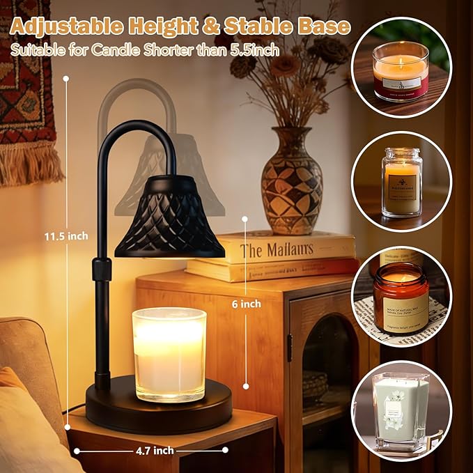 Adjustable Candle Warmer Lamp with Timer: Birthday Gifts for Women fits All Candle Jar Home Decor - Wax Warmer for Scented Wax Gifts for Women