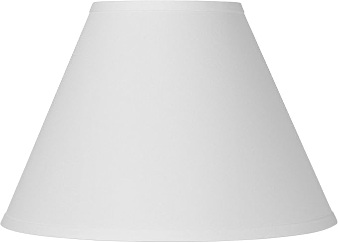 Bright Antique White Linen Large Lamp Shade 6.5" Top x 15" Bottom x 10.75" High x 11.75" Slant (Spider) Replacement with Harp and Finial - Springcrest