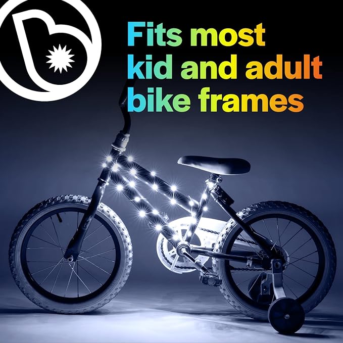 Brightz CosmicBrightz LED Bike Frame Rope Light - 6.5-Foot String Rope - Battery-Powered with On/Off Switch - Ultra Bright Color Keeps Your Ride Fun and Safe for Kids, Teens, & Adults
