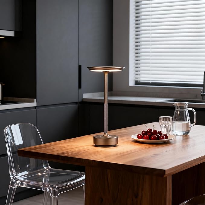 2-Pack Cordless Table Lamp Rechargeable - 5000mAh Battery Operated LED Table Light with Touch Stepless Dimming - Portable Coffee Metal Outdoor Lamp for Patio, Restaurant, Living Room