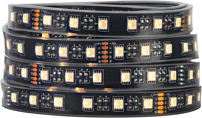 BTF-LIGHTING 5050 RGBW RGB+Warm White(2700K-3000K) 4 Colors in 1 LED Tape Light DC24V 5m 16.4ft 60LED/m Multi-Colored IP67 Black 14mm PCB for Bedroom Kitchen Home Decoration(No Adapter or Controller)