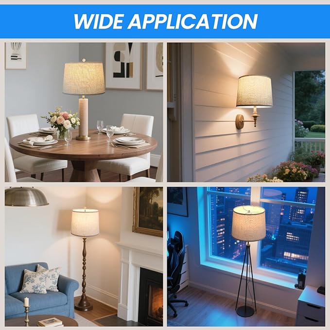 Modern Linen Lamp Shades Set of 2 with Harp, Drum Lamp Shade 11.4" Top x 12.6" Bottom x 9.8" High Lampshade Replacement for Table & Bedside Lamp, Beige