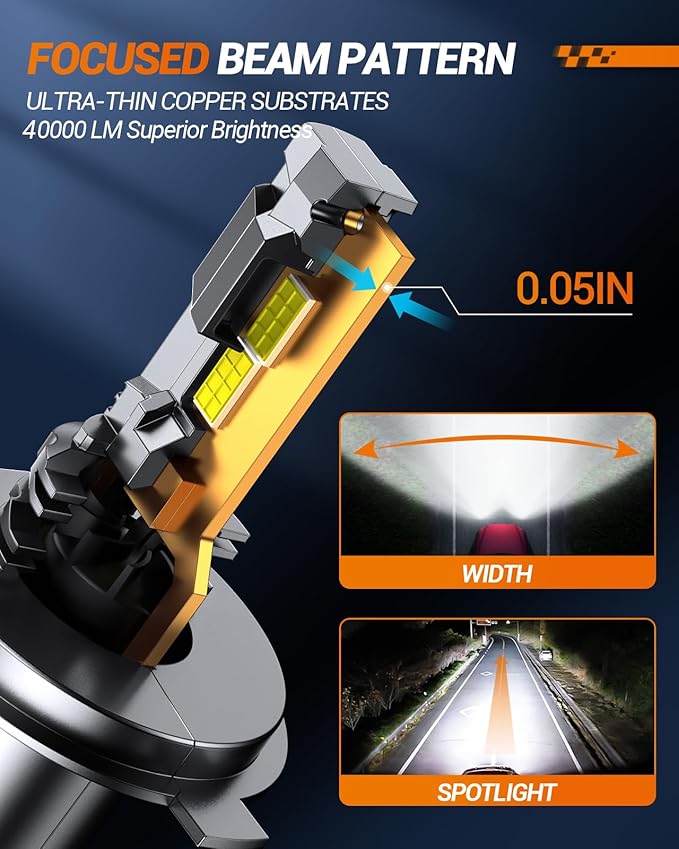 SEALIGHT S2S H4/HB2/9003 Light Bulbs, 40000LM Super Brighter, 6500K Pure White 9003 Fog Bulbs, 60K+ Hours Lifespan, 2-Pack for Powersports/ATV Lamps