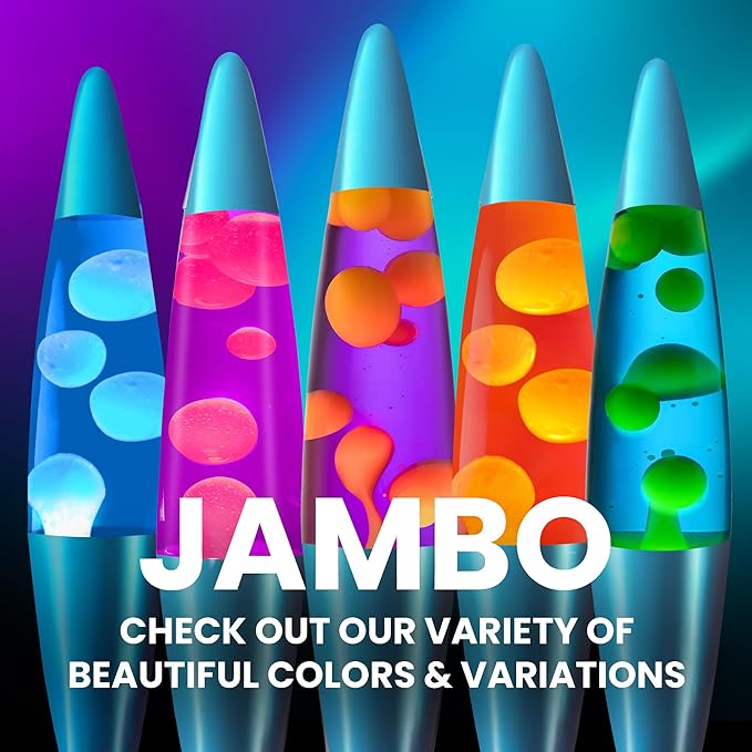 JAMBO 16" Beautiful Lamp- Purple with Pink Wax, Relaxing Liquid Light, Night Light Nightlight, Home Decor Living Room Office Bedroom Lamp for Adults Teens Kids, Magma Motion