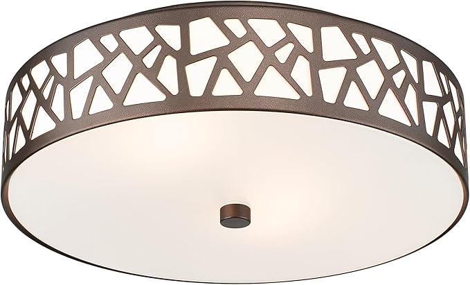 12 Inch Flush Mount Ceiling Light, 2 - Light Vintage Ceiling Lights Fixture with Frosted Glass Shade, Oil Rubbed Bronze Light Fixture for Hallway Corridor Kitchen Bathroom Bedroom Passway