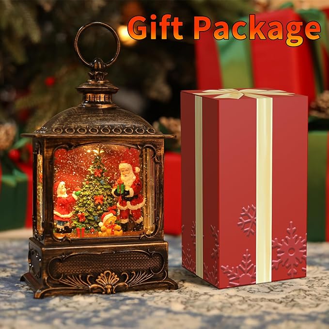 Christmas Snow Globe with Santa Claus, Glittering Lighted Battery Powered, Snow Globe Christmas Decorations Indoor for Home Decor Gift - Santa Claus