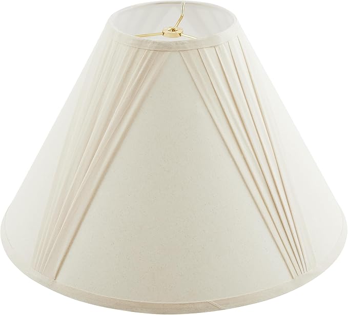 Aspen Creative 32100 French V-drape Pleated Spider Construction Lamp Shade, Ivory Cotton Fabric, 6"Top x 17"Bottom x 12"Slant