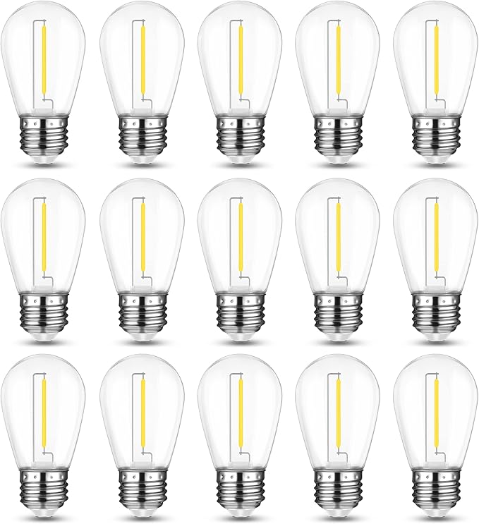 Mlambert LED String Light Bulbs, Shatterproof Outdoor String S14 Replacement Light Bulbs 4000K, Waterproof 1W LED Edison Equal to 11W,Not Solar