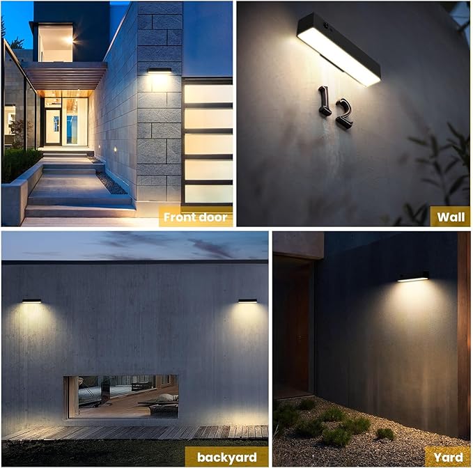 Solar Wall Lights Outdoor Waterproof, 2Pcs LED Dusk to Dawn Solar Lights for House Number, 4000K 1000LM Motion Sensor Solars Outdoor Light for Patio, Porch, Address Sign