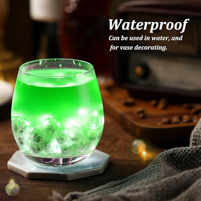 50PCs Mini Led Lights with Hook, Waterproof Round Tiny Led Light for Party Decorations Neon Party Light，Green-Blinking Lights