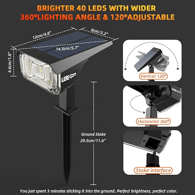 Solar Spot Lights Outdoor Color Changing, IP65 Garden Lights Solar Powered Waterproof with 9 Light Modes, Colored Landscape Lighting Auto On/Off, for Garden Pool Area Pond Yard, 10 Pack