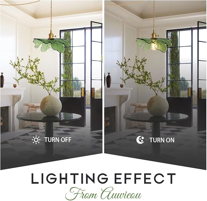 2 Pack Plug in Pendant Light 14.75ft Hanging Light with Plug in Cord Hand Blown Green Glass Pendant Lamp Brass Pendant Light Plug in Hanging Lamp for Kitchen Bedroom Living Dining Room