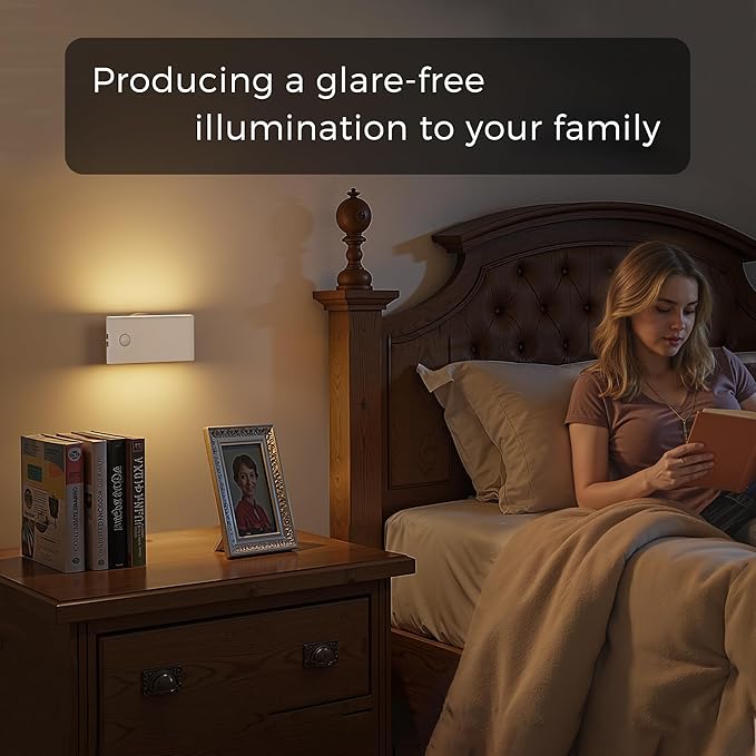 L LOHAS LED Motion Sensor Night Light, Rechargeable Stair Lights Indoor, Portable Warm White Motion Sensor Light Indoor, Battery Operated Night Light for Bedrooms, Hallway, Stairway & Bathrooms