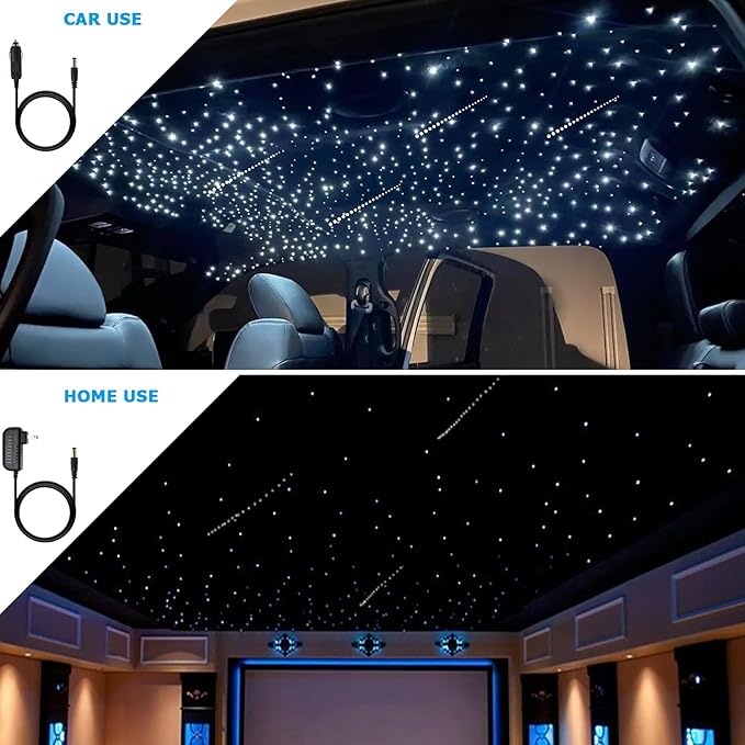 AMKI 16W Twinkle LED Fiber Optic Star Ceiling Light Kit,Shooting Stars Effect Meteor Engine with RF 28 Key Remote + Fibers 0.03in/0.75mm 0.04in/1mm 0.06in/1.5mm 13.1ft/4m 480PCS