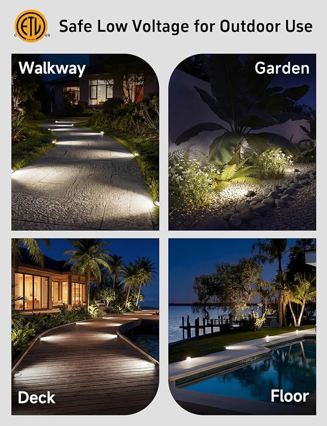 Gardenreet Landscape Brass Well Lights - Brass Electric Ip65 Hardwired In-Ground Lighting, Low Voltage 12V Fixture, Antique Bronze for Backyard Outdoor Driveway with 4000K Neutral White MR16 Bulb