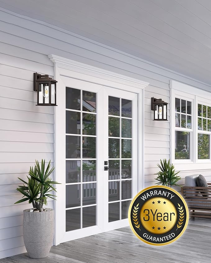 VIANIS Oil Rubbed Bronze Dusk to Dawn Outdoor Lights, Anti-Rust Aluminum Outside Lights for House, Modern Waterproof Hardwired Outdoor Wall Sconce for Porch, Garage, Front Door, Easy-to-Install
